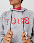 Sweatshirt com Capuz Cinzenta e Vermelha Logo Gemstones - Tous