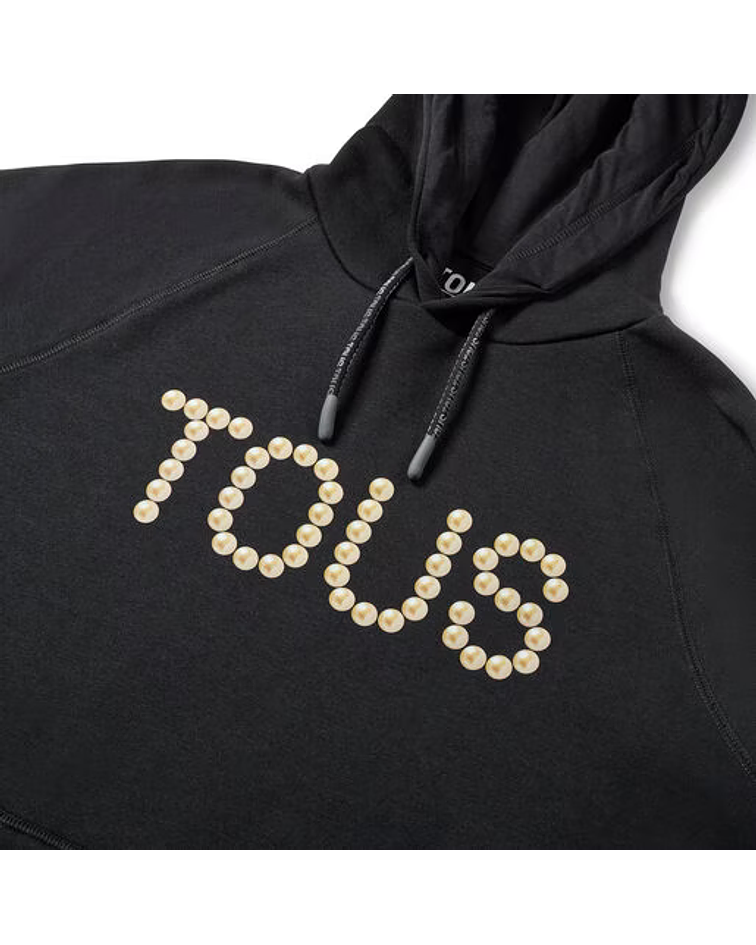 Sweatshirt com Capuz Preta Logo Pearls - Tous
