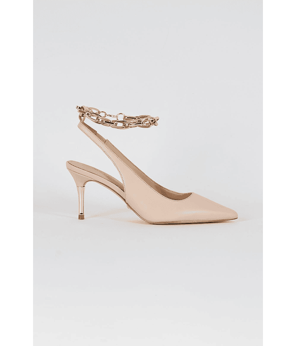 Stiletto Aberto Atrás com Corrente Macia Nude - Guess