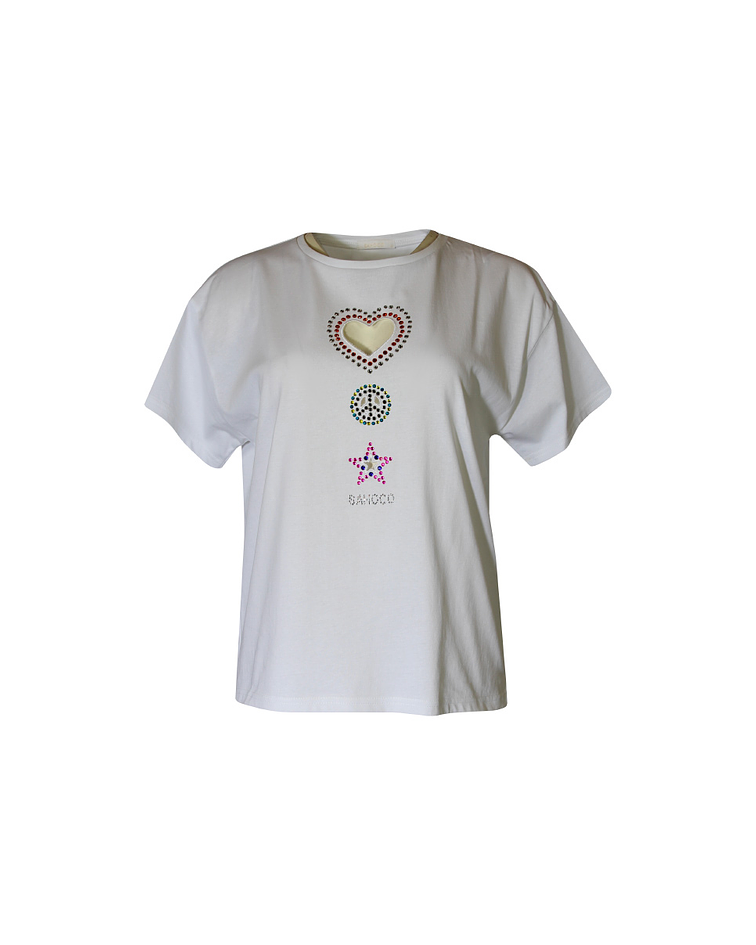 T-shirt com Coração Branco - SAHOCO
