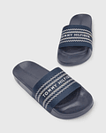 Chinelo com Logo Webbing Slide Azul - Tommy Hilfiger