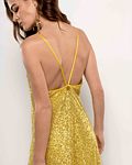 Vestido Midi de Lantejoulas Amarelo - SAHOCO