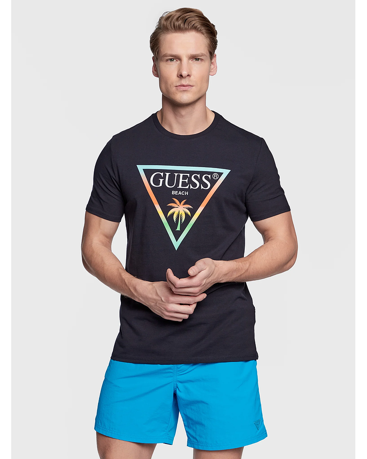 T-shirt Triângulo em Gradiante Azul - Guess