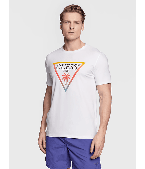 T-shirt Triângulo em Gradiante Branco - Guess