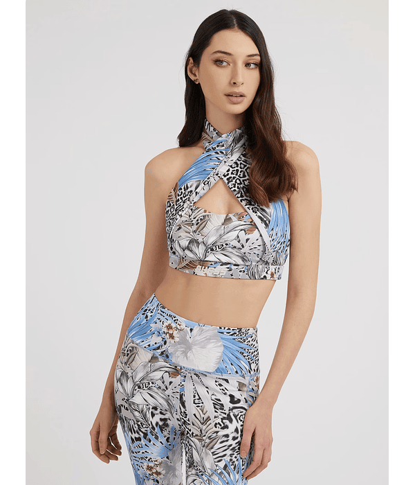 Top Carlene Animal Foliage Azul - Guess 