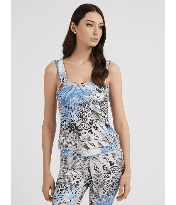 Top de Alças Carlene Animal Foliage Azul  - Guess 