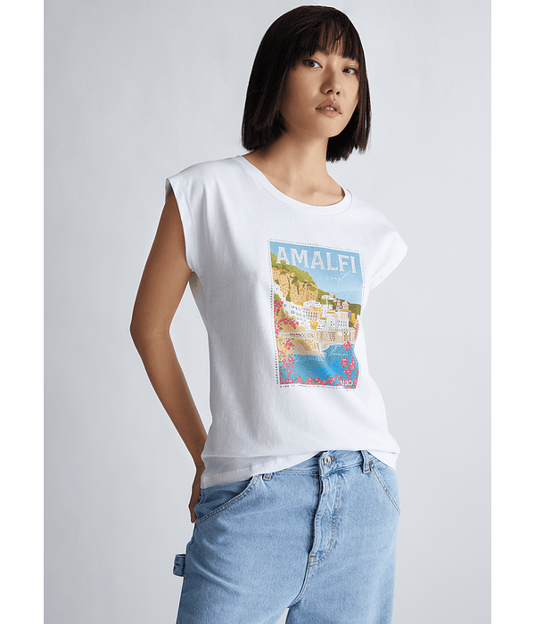 T-shirt com Estampa Amalfi Branco - Liu Jo