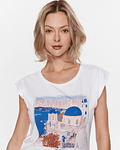 T-shirt com Estampa Santorini Branco - Liu Jo 