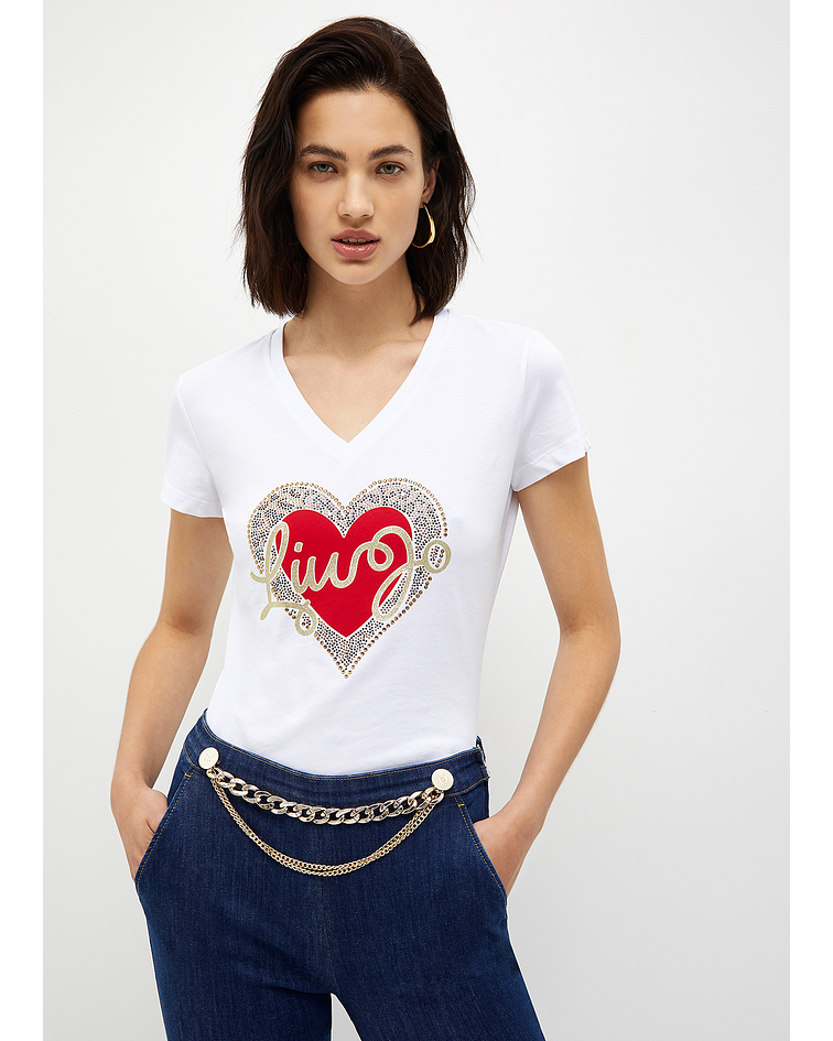 T-shirt com Coração Branco - Liu Jo 