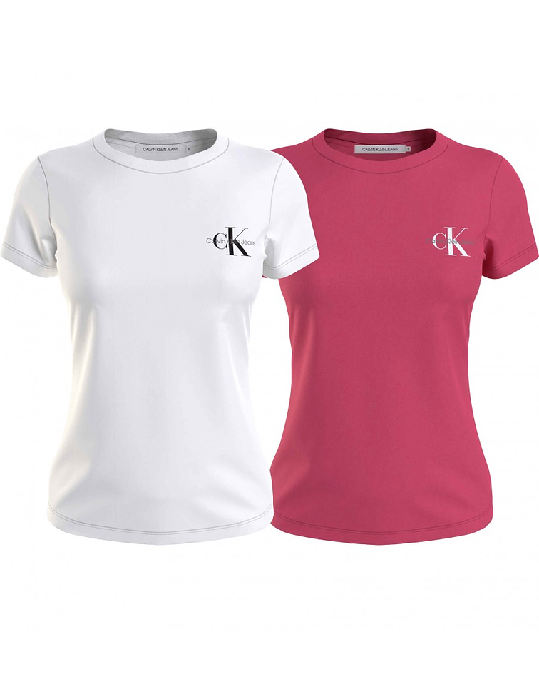 Pack 2 T-shirts Básicas Rosa / Branco - Calvin Klein 