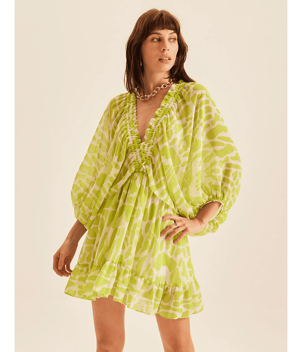 Vestido Com Aberturas Animal Summer Verde - Lança Perfume 