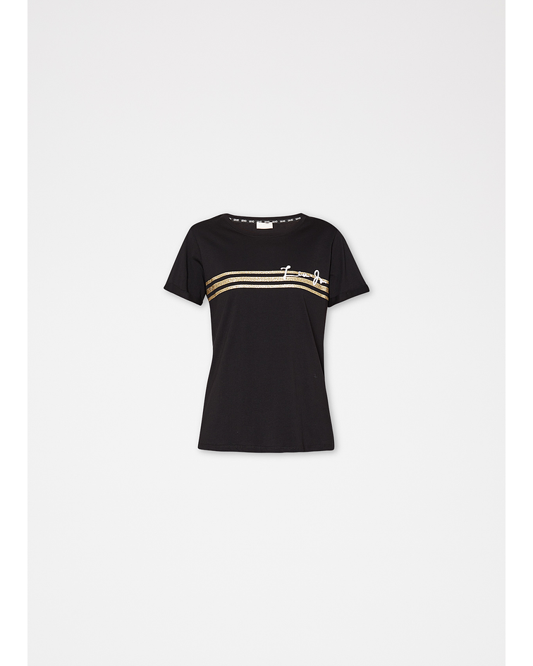 T-shirt com Risca Dourada - Liu Jo