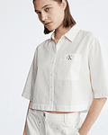 Camisa de Manga Curta Bege - Calvin Klein