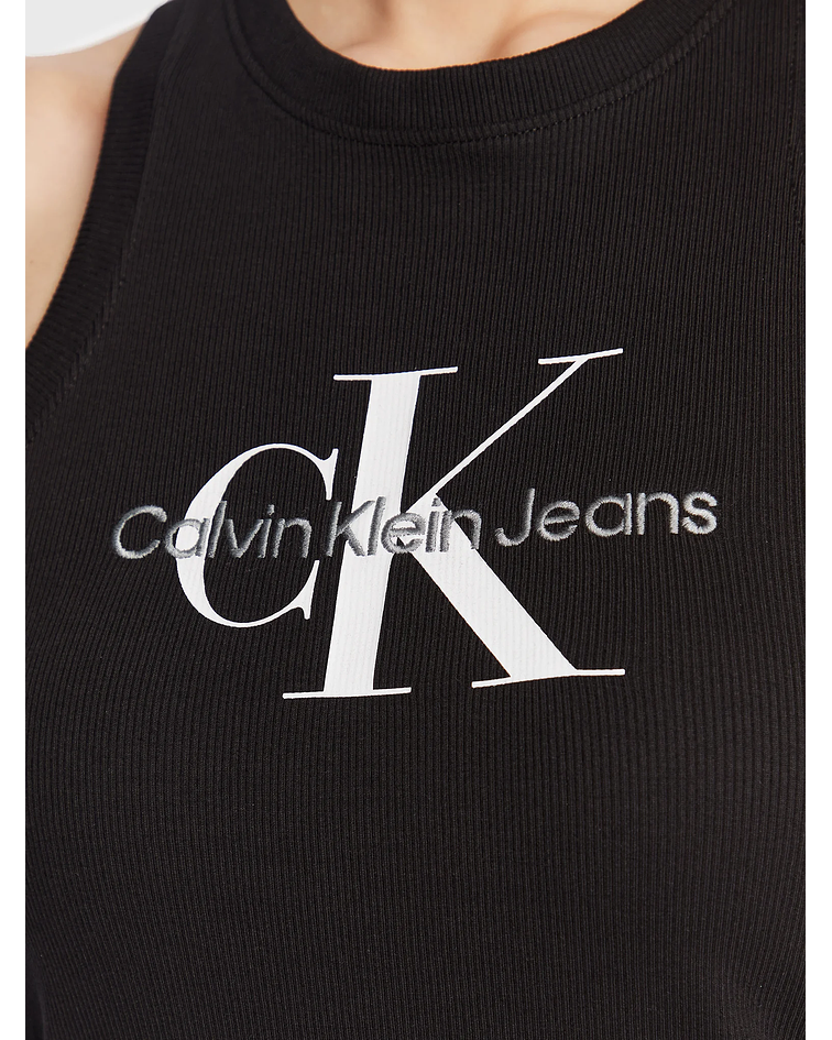 Vestido Justo de Cavas Canelado Preto - Calvin Klein