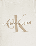 Vestido Justo de Cavas Canelado Bege - Calvin Klein