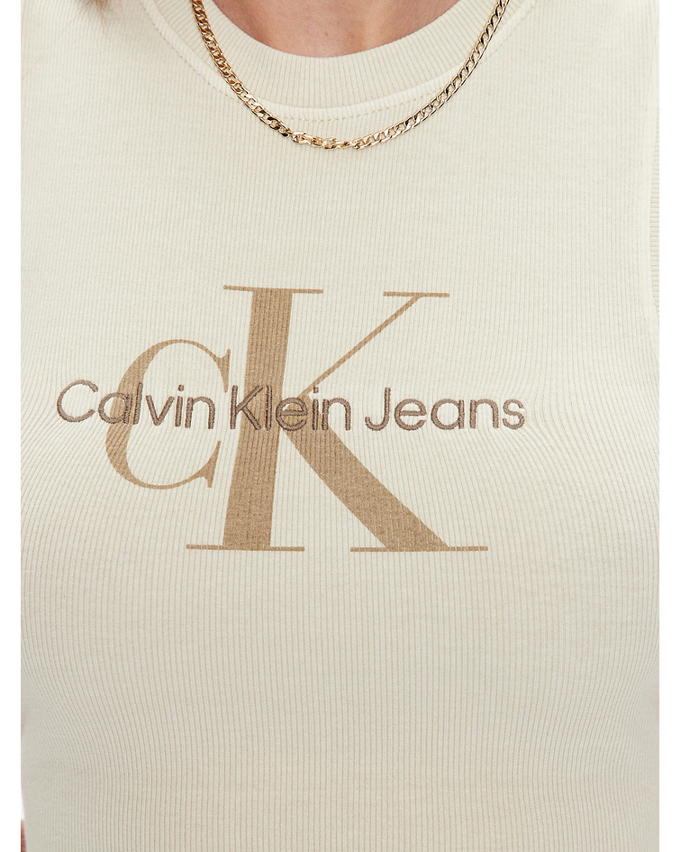 Top de Cavas de Malha Canelada Bege - Calvin Klein