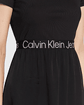 Vestido com Logo na Cintura Preto - Calvin Klein 