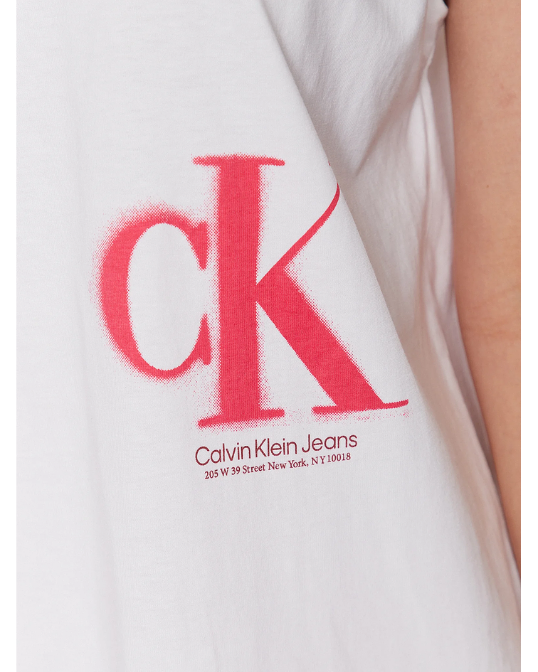 Vestido em Algodão Branco Logo Rosa -  Calvin Klein