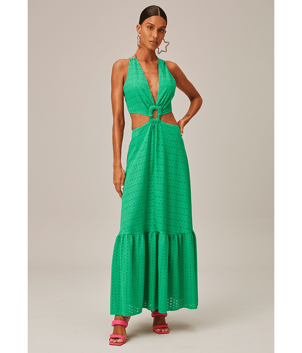 Vestido Comprido com Aberturas Verde - Lança Perfume