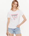 T-shirt Icon Trinângulo Branco/Rosa - Guess