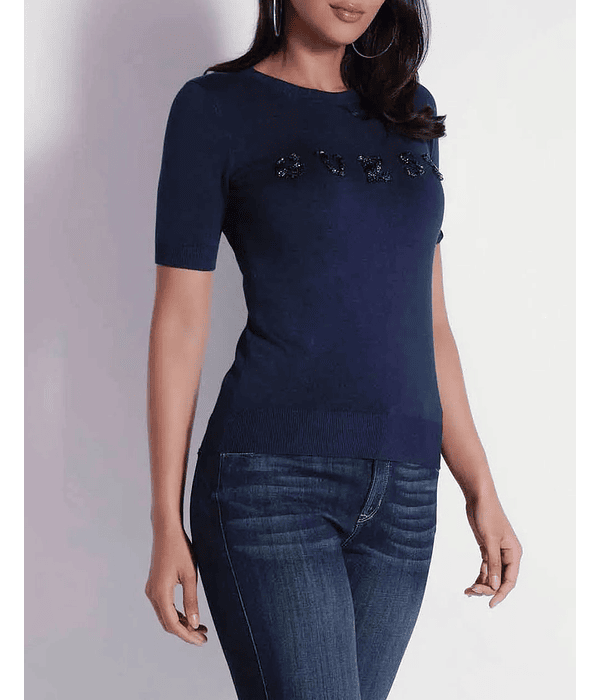 T-shirt de Malha Chantal Azul - Guess 