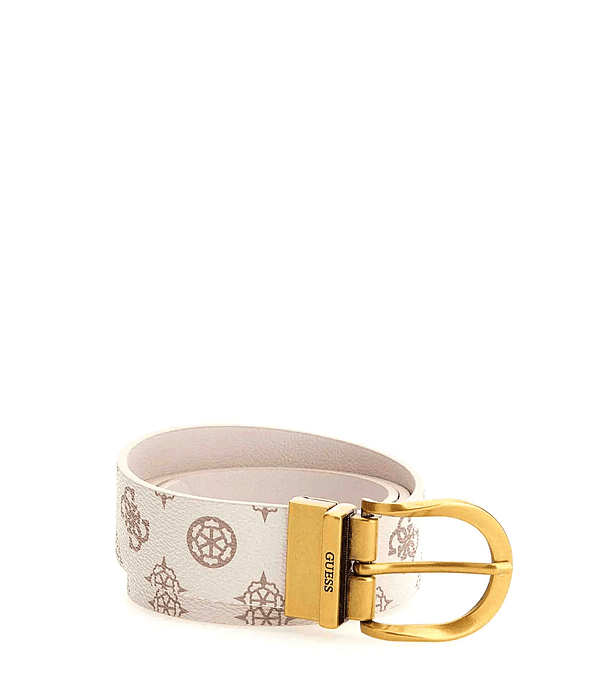 Cinto com Logo Ferragem Dourada Branco - Guess