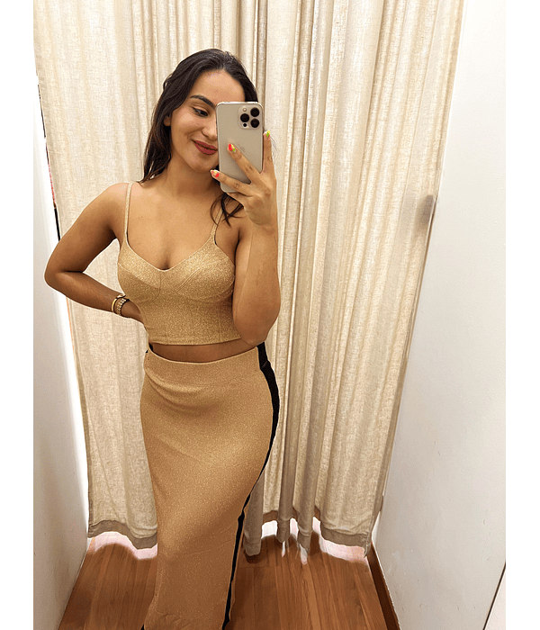 Top em Lurex Dourado - Lança Perfume