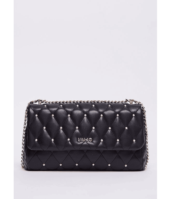 Mala Crossbody Acolchoada com Pérolas Preta - Liu Jo