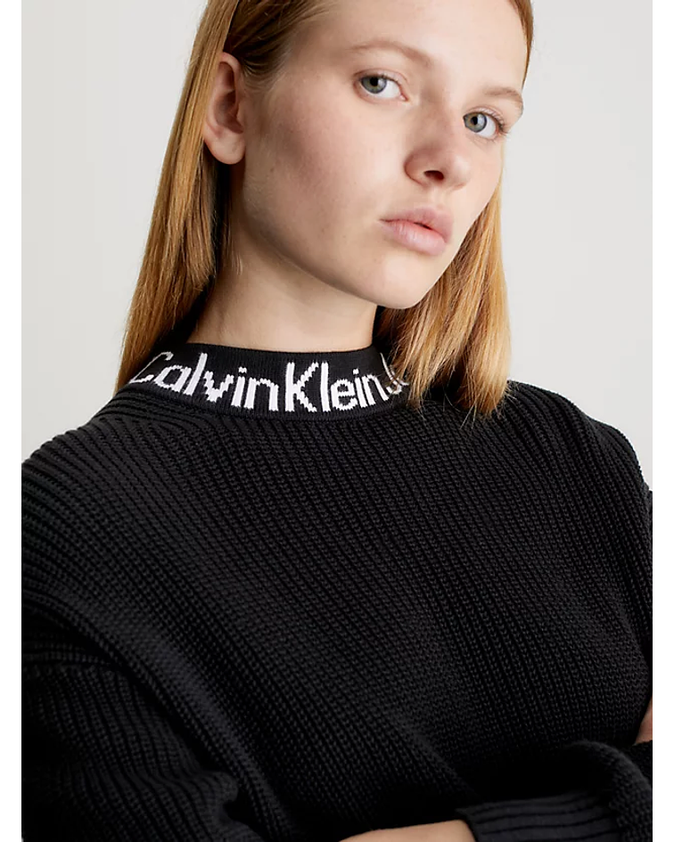 Camisola de Malha com Gola Preto - Calvin Klein