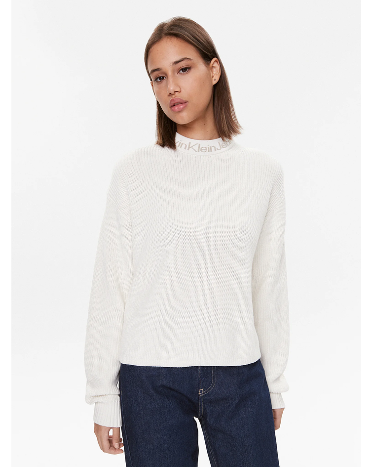 Camisola de Malha com Gola Branco - Calvin Klein