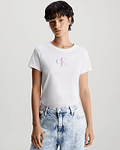 T-shirt com Logo em Gradiante Branco - Calvin Klein