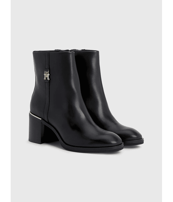 Bota em Pele Feminine Bootie Preto - Tommy Hilfiger