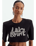 T-shirt Curta com Logo Preto - Lança Perfume