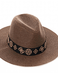Chapéu de Aba Fedora Logo Aggie Camel - Guess