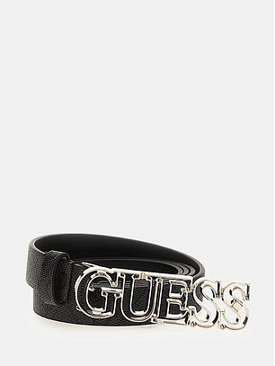 Cinto Fino Vikky com Logo Preto - Guess