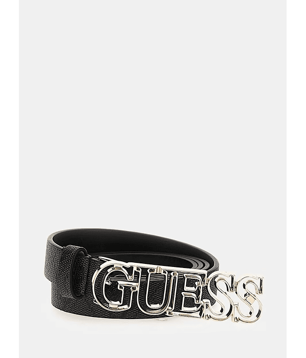 Cinto Fino Vikky com Logo Preto - Guess