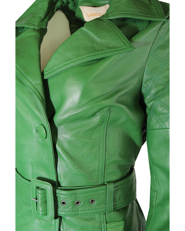 Trench Coat em Pele Verde - SAHOCO