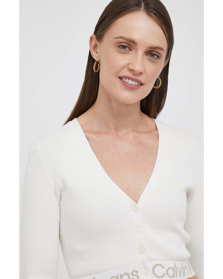 Casaco de Malha Curto Branco - Calvin Klein