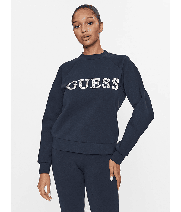 Sweat com Lettering Ann Azul - Guess