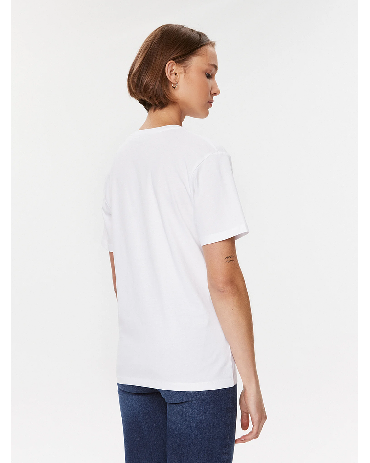 T-Shirt Ann com Lettering Floral Branco - Guess