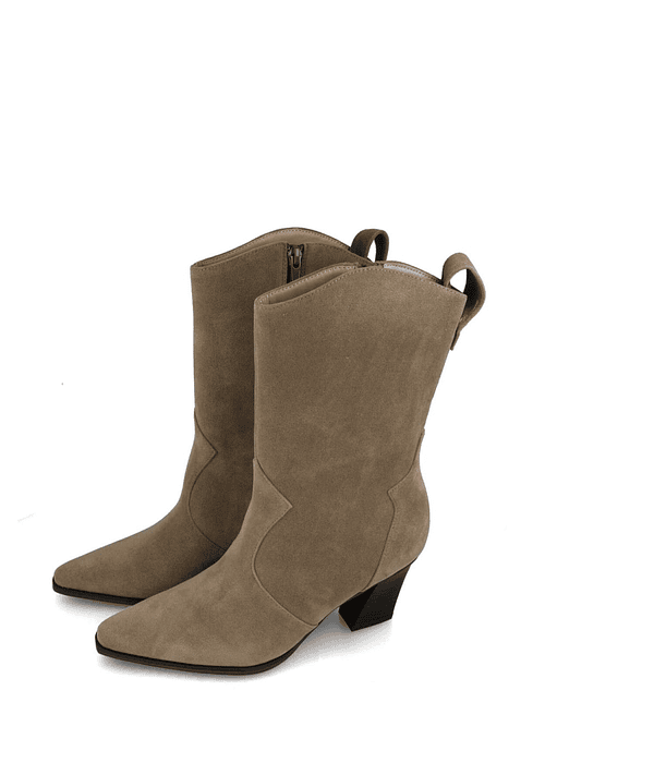 Bota Texana Salto Alto Taupe - Menbur