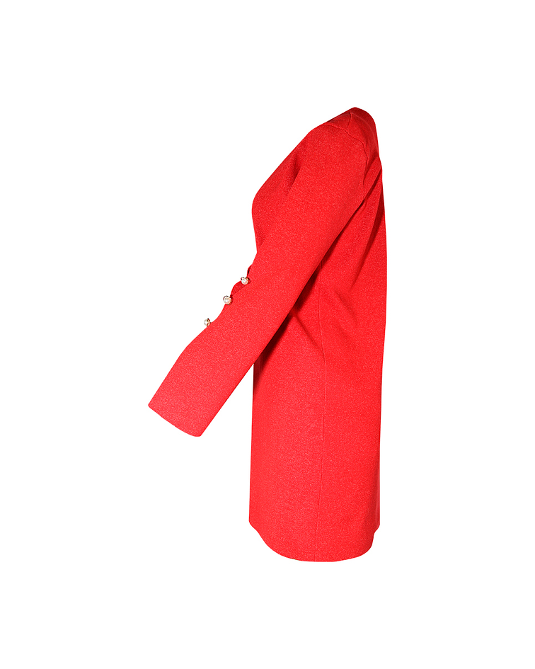 Vestido em Malha com Decote em Bico Vermelho - SAHOCO