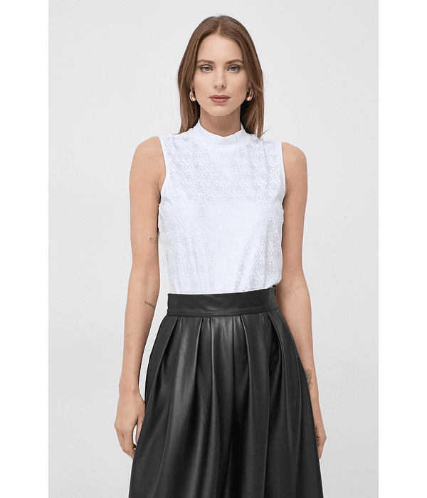 Top de Cavas com Strass Mock Mia Branco - Guess