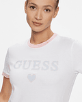 T-shirt Caryl Logo Coração Branco - Guess
