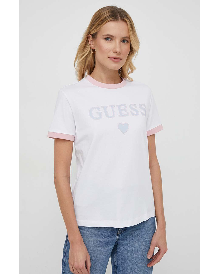 T-shirt Caryl Logo Coração Branco - Guess