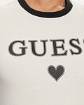 T-shirt Caryl Logo Coração Branco/Preto - Guess