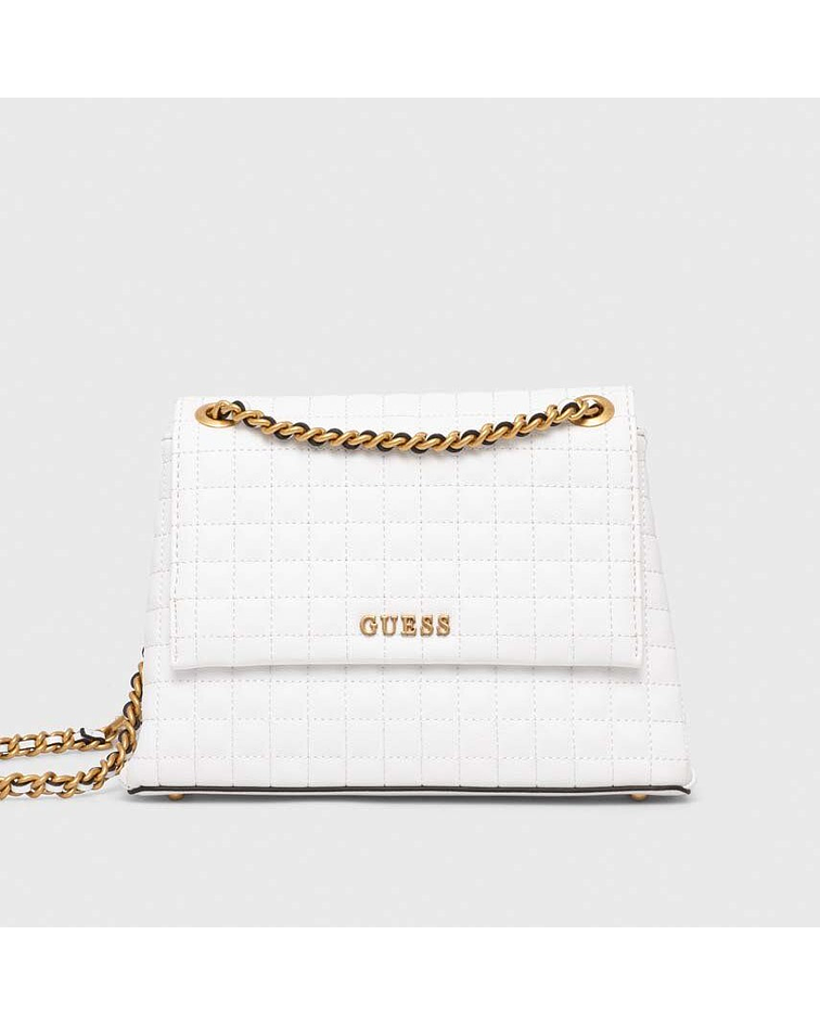 Crossbody Acolchoada Tia com Aba Branco - Guess 