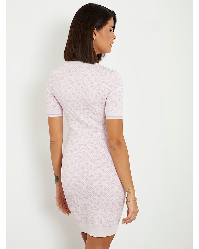 Vestido em Malha Lise Logo Rosa Claro - Guess