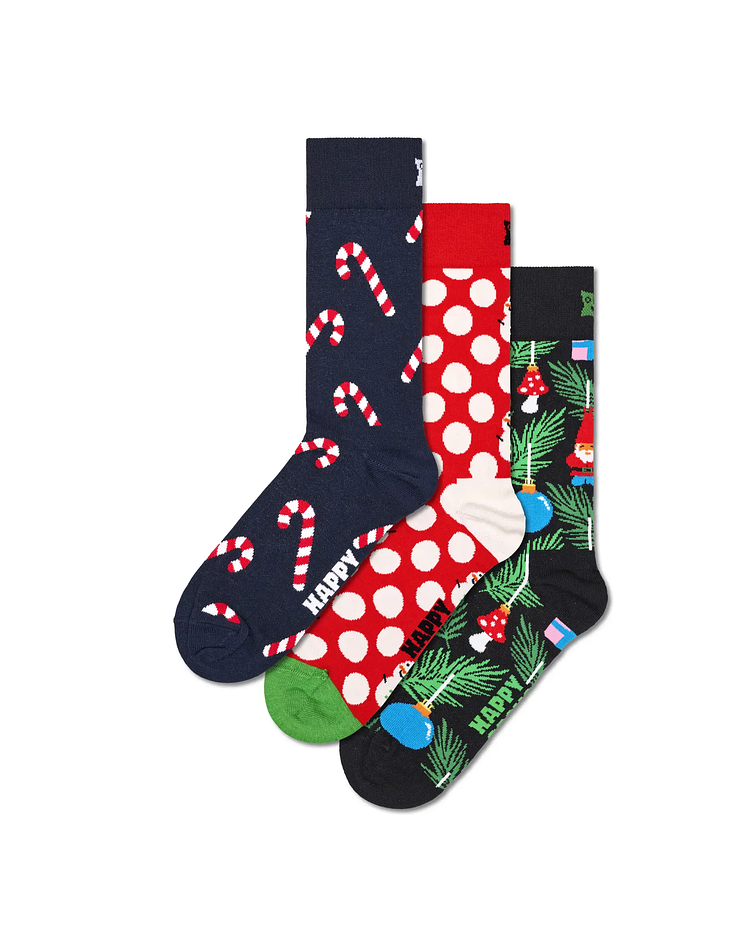 3-Pack Meias Natal Caixa Presente - Happy Socks