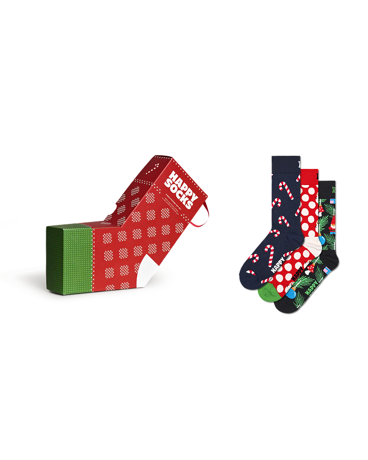 3-Pack Meias Natal Caixa Presente - Happy Socks